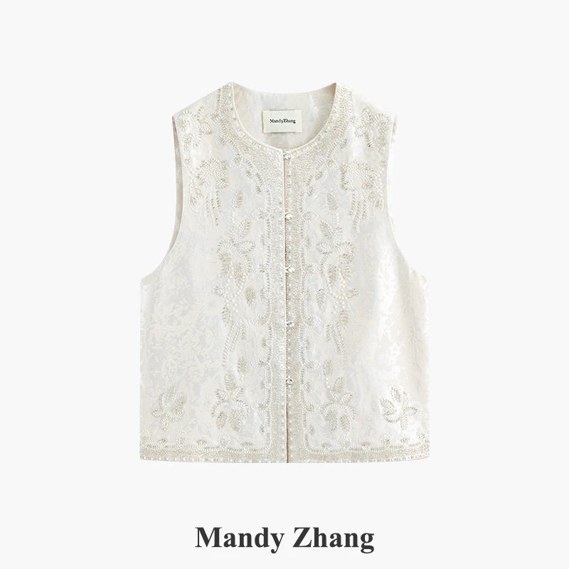 FLOWERS LIKE BROCADE VEST